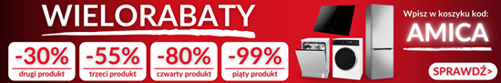 Promocja Wielorabaty - Sklep Amica - -30% na drugi produkt lub -55% na trzeci produkt lub -80% na czwarty produkt lub piąty, najtańszy produkt -99% - kliknij, aby poznać szczegóły