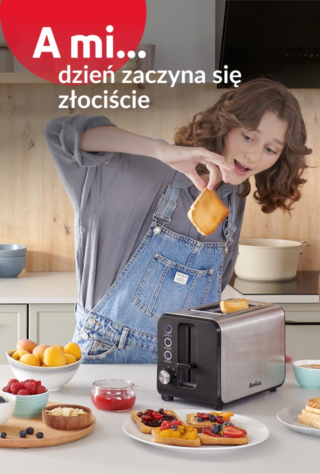 Dziewczyna robi tosty. A mi dzień zaczyna się złociście.