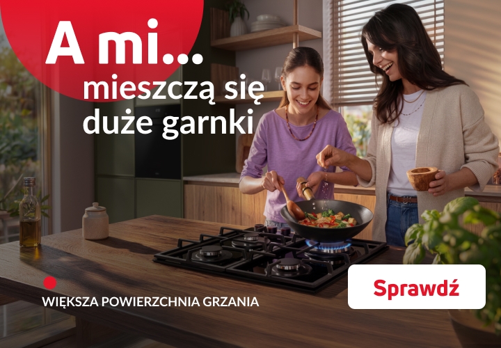 A mi mieszczą się duże garnki. Mam z córką gotują na płycie gazowej.