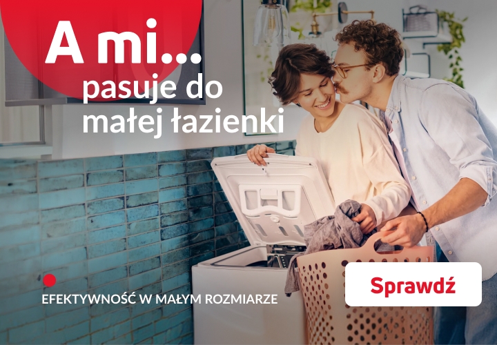 Para ładuje pranie do pralki ładowanej od góry. A mi pasuje do małej łazienki.