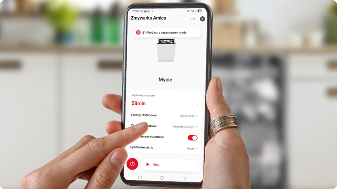 ekran telefonu wyświetlający aplikację Amica Smart