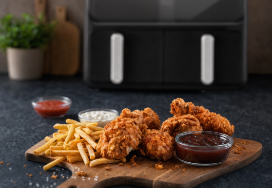 Kurczak i frytki przygotowany w AirFryer