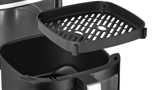 Air Fryer z pokazaną tacką ociekową